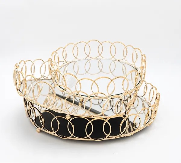 SET 3x Vassoio decorativo diametro 27/33/37 cm oro