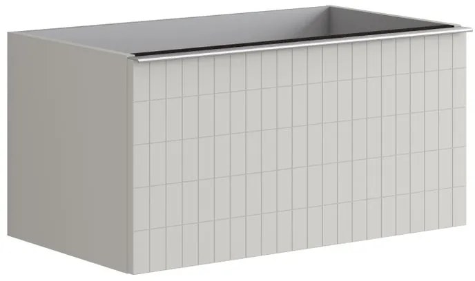 Mobile da bagno sotto lavabo Pixel grid frontale grigio pastello e maniglia alluminio brillante laccato opaco L 80 x H 40 x P 45.5 cm 1 cassetto, lavabo non incluso