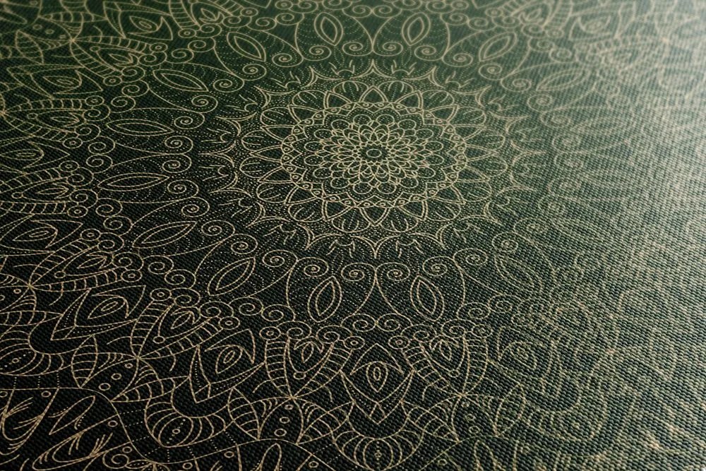 Stampa su tela – Mandala decorativa dettagliata in verde
