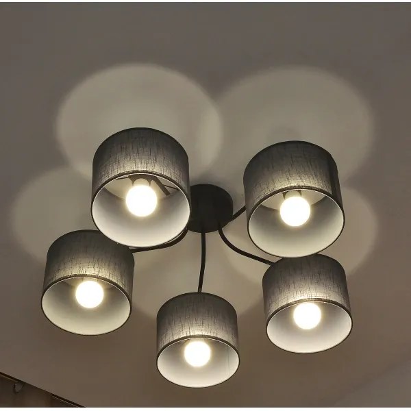 Lampadario a plafone ALBA 5xE27/15W/230V grigio