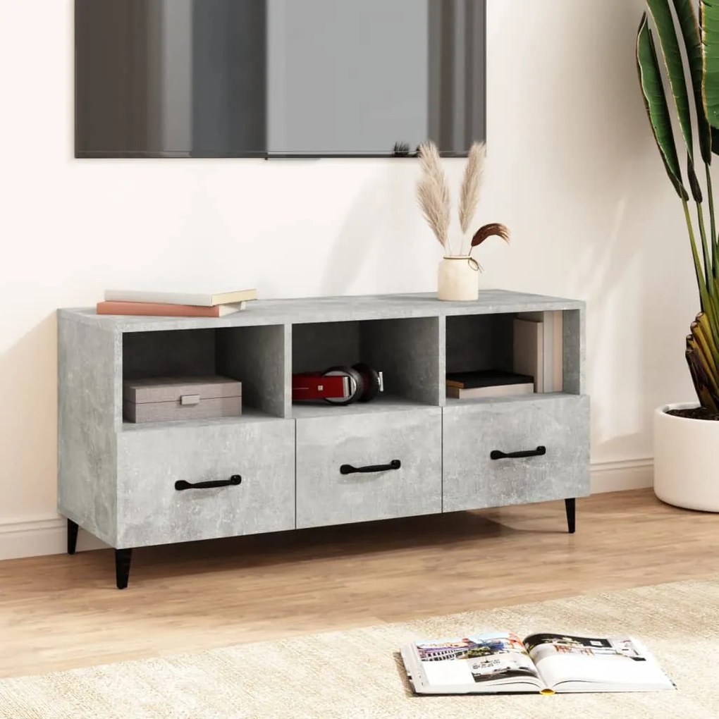Mobile Porta Tv Grigio Cemento 102x35x50 Cm Legno Multistrato /