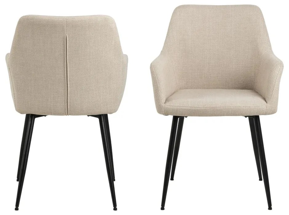 Set di sedie da pranzo beige in imbottito con braccioli 2 pz Lizzy – Actona