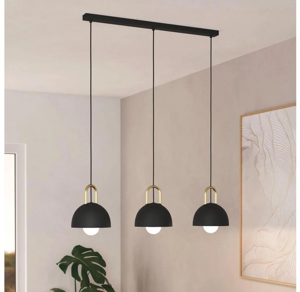 Eglo 99694 - Lampadario su corda CALMANERA 3xE27/40W/230V nero