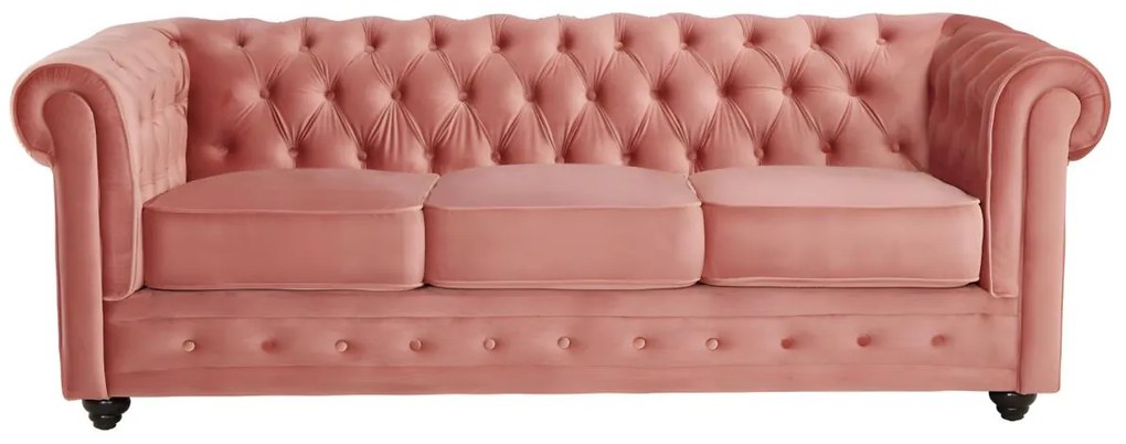Divano 3 posti e 2 posti in Velluto Rosa pastello - CHESTERFIELD