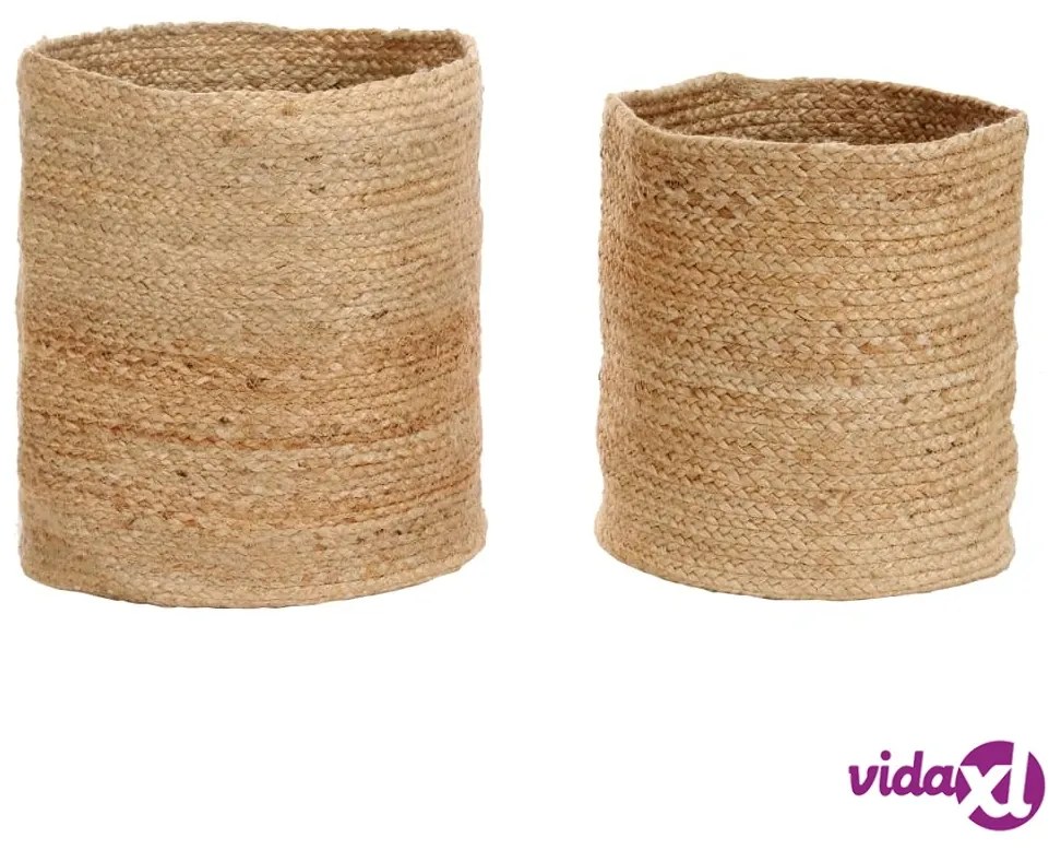 vidaXL Set di Cesti Portaoggetti Artigianali 2 pz in Iuta Naturale