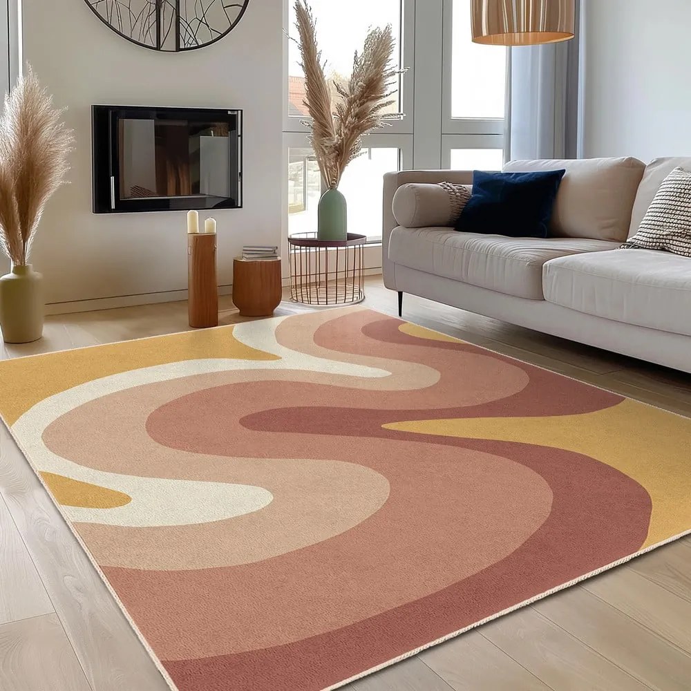 Passatoia giallo ocra e rosa polveroso lavabile 60x230 cm Strawberry Creamsicle – Mila Home