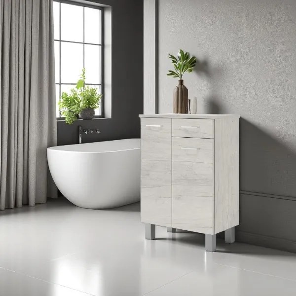 Mobile multiuso 60x34 con ante e cassetto GAIA Quercia Bianco