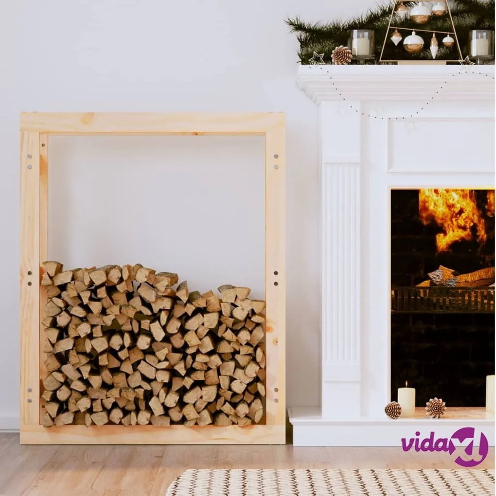 vidaXL Portalegna 80x25x100 cm in Legno Massello di Pino