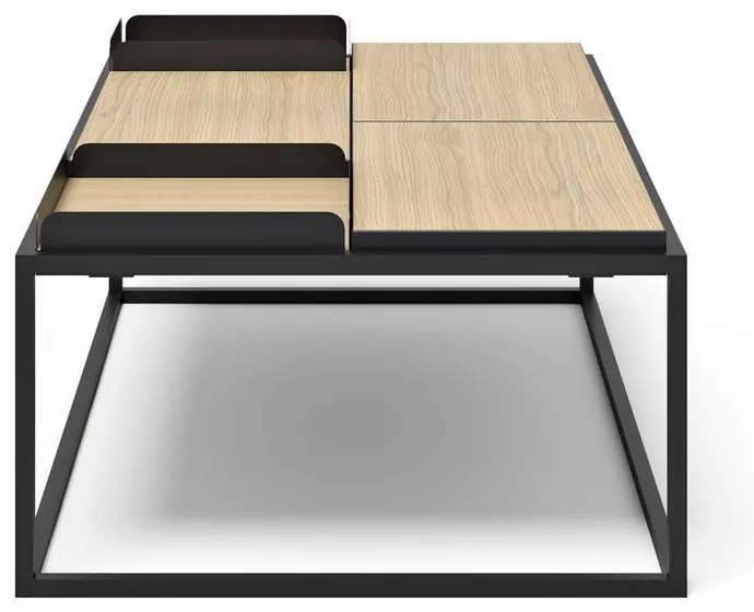 Tavolino con piano in rovere nero e naturale 75x120 cm Douro - TemaHome