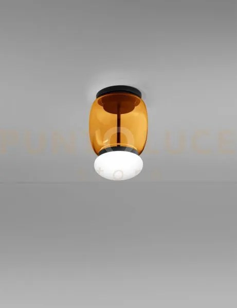Faro lampada da soffitto s ambra scura bianco montatura nero opaco ...