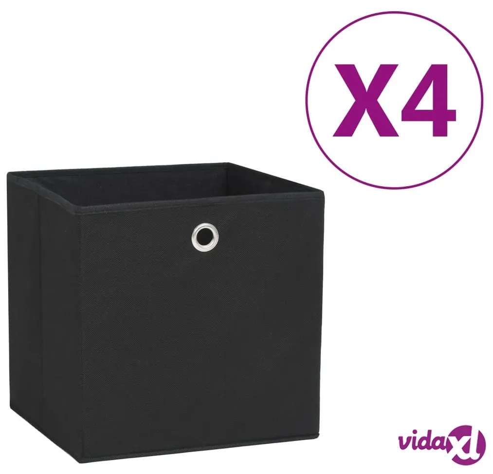 vidaXL Contenitori 4 pz in Tessuto non Tessuto 28x28x28 cm Nero