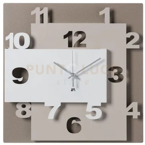 Orologio da parete moderno ziggurat bianco beige e sabbia