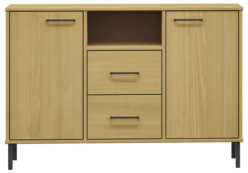 Credenza gambe metallo marrone 113x40x77 cm legno massello oslo