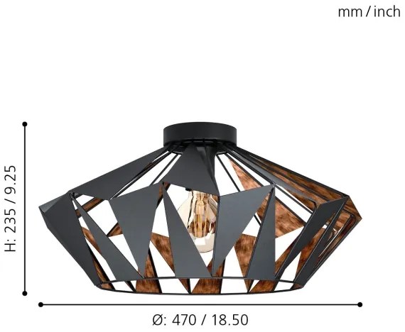 Eglo 43399 - Plafoniera CARLTON 6 1xE27/60W/230V