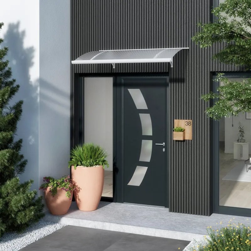 Tettoia in policarbonato opaco L 150 x P 90 cm struttura in alluminio bianco