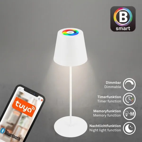 Briloner 7559016 - Lampada da tavolo LED RGB COLORIS 3,5W/5V IP44 2000mAh Wi-Fi Tuya