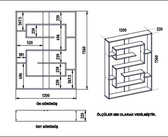 Libreria A Parete Effetto Legno 120x22xh156 Cm Design Moderno Esteban Rovere E Nero