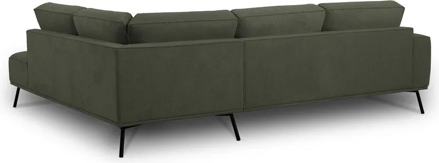 Divano angolare verde scuro (con penisola a destra/a L) con rivestimento in ciniglia Amsterdam – Scandic