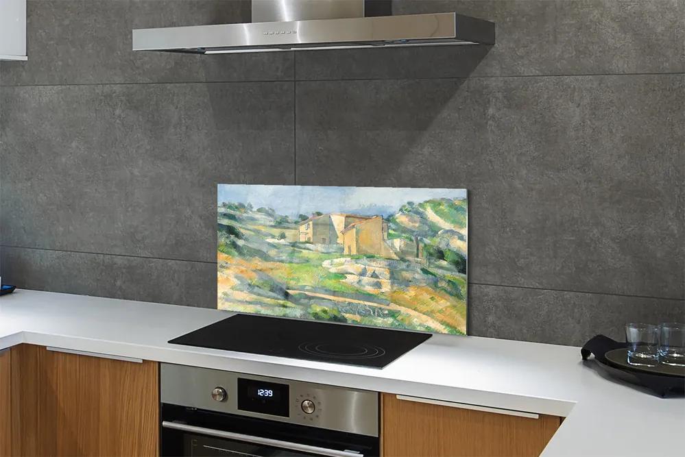 Rivestimento parete cucina Case in Provenza di Paul Cézanne 100x50 cm