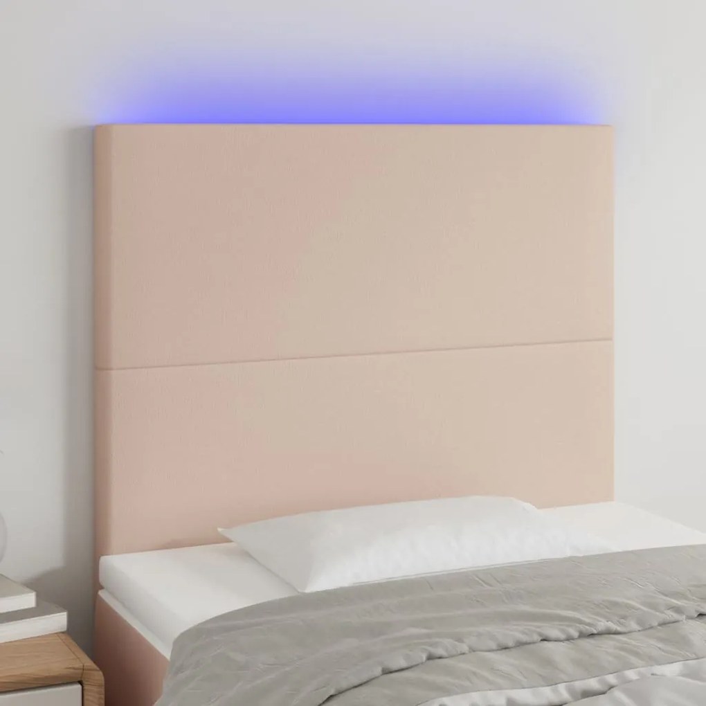 Testiera A Led Cappuccino 80x5x118/128 Cm İn Similpelle /