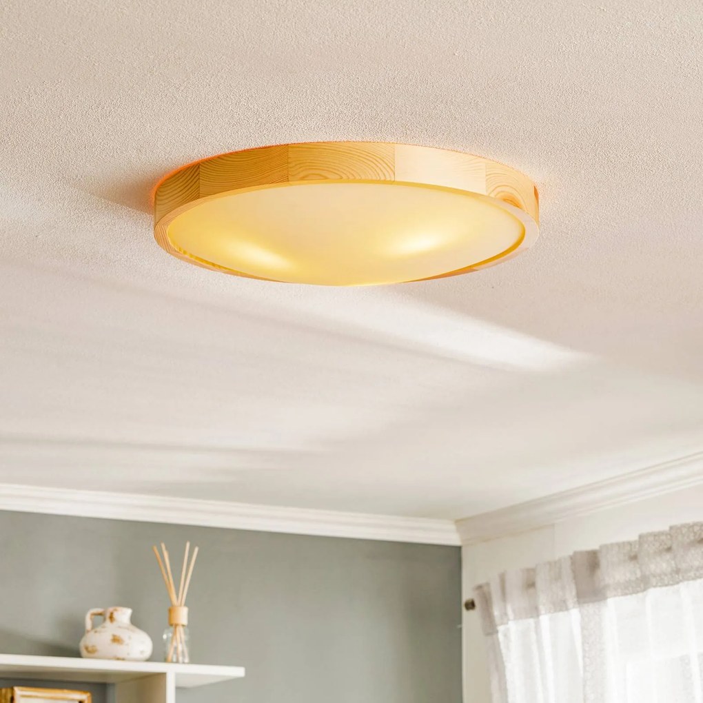Plafoniera soffitto Zeus Envostar, dimmerabile, Legno chiaro, Soggiorno / Sala da pranzo, Legno, Moderno, Plafoniera