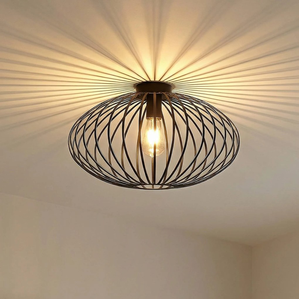 Plafoniera soffitto Maivi Lindby, dimmerabile, Nero, Soggiorno / Sala da pranzo, Metallo, Moderno, Plafoniera