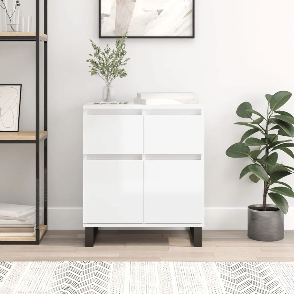 Credenza bianco lucido 60x35x70 cm in legno multistrato