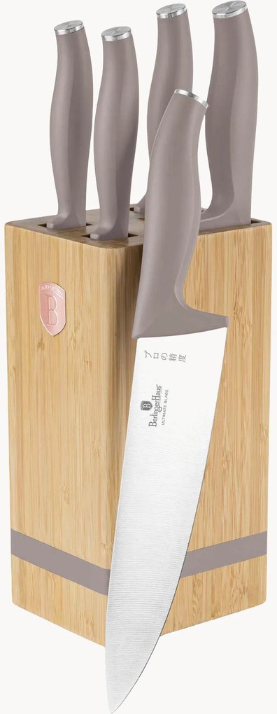 Coltelli da cucina con ceppo Taupe, set da 6