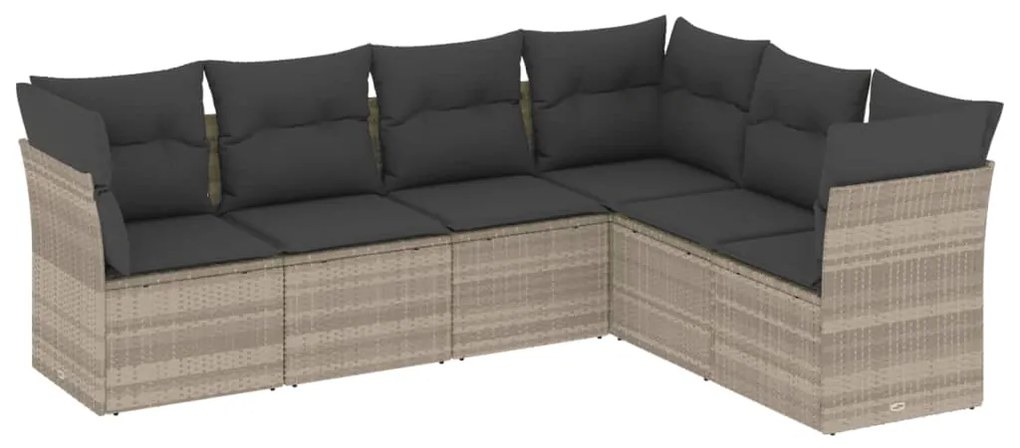 Set divano da giardino 6pz con cuscini grigio chiaro polyrattan