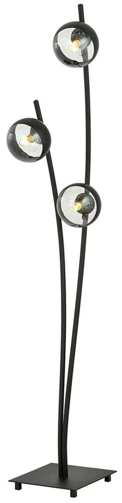 Piantana Contemporaneo Oceano Acciaio Nero Trasparente 3 Luci E14 Ip20