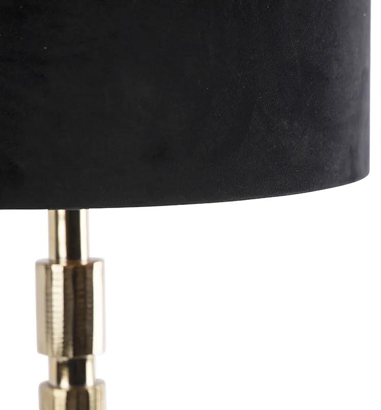 Lampada da tavolo art deco oro paralume velluto nero 35 cm - TORRE
