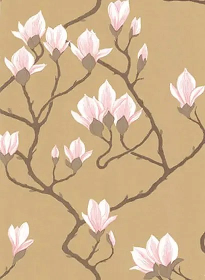 Cole & Son Carta da parati Magnolia - Antikgold/ Altrosa/ Weiß