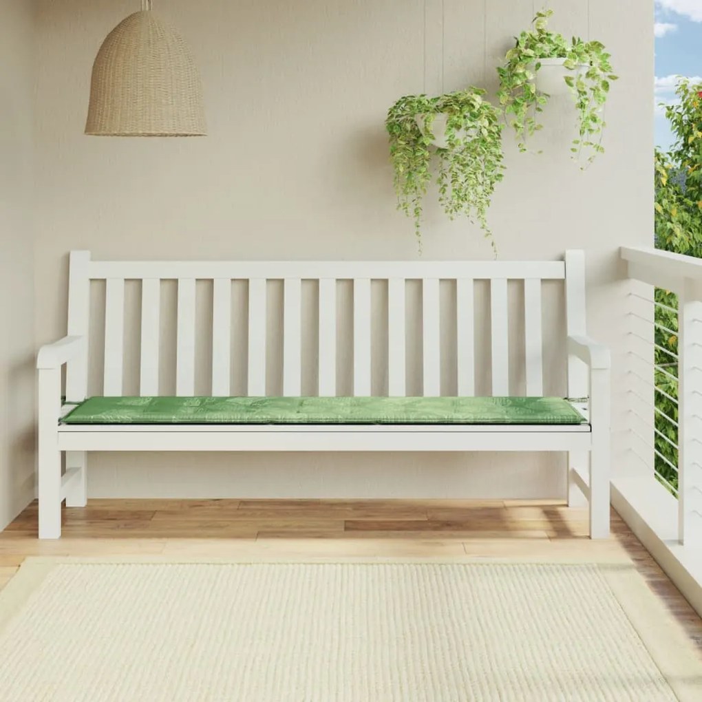 Cuscino Panca Da Giardino Motivo A Foglie 200x50x3 Cm Tessuto /