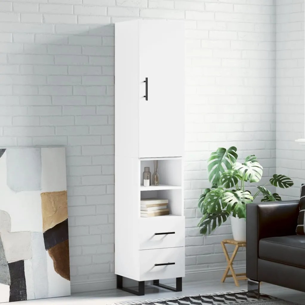 Credenza Bianca 34,5x34x180 Cm İn Legno Multistrato /