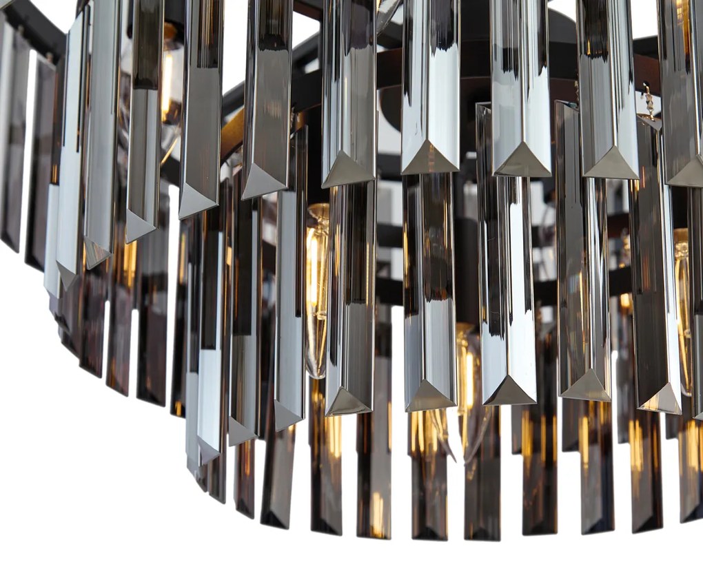 Modern Chandelier Black with Smoke Glass 9-Lights - Amel