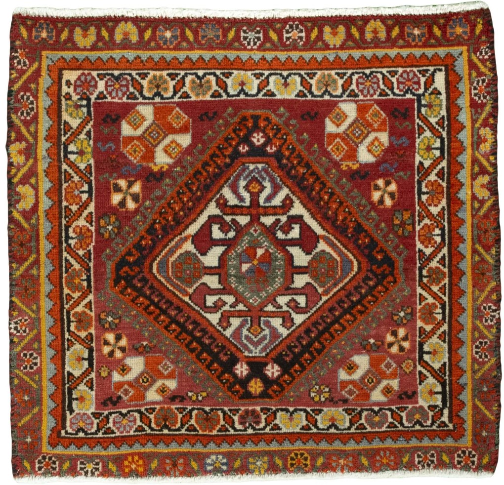 Shiraz Tappeto 60x70 Rosso (Iran) Annodato A Mano