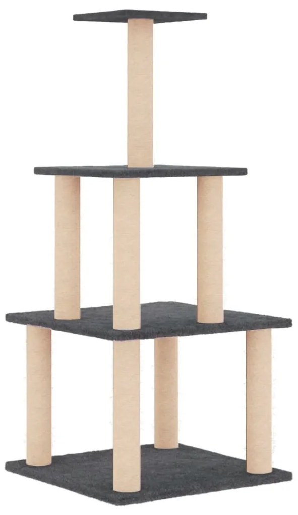 Albero per gatti con tiragraffi in sisal grigio scuro 111 cm