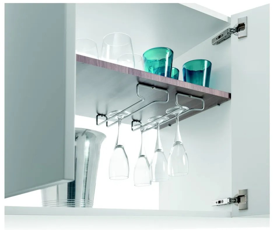 Set di portabicchieri da vino da parete argentati in acciaio 2 pz Rail – Metaltex