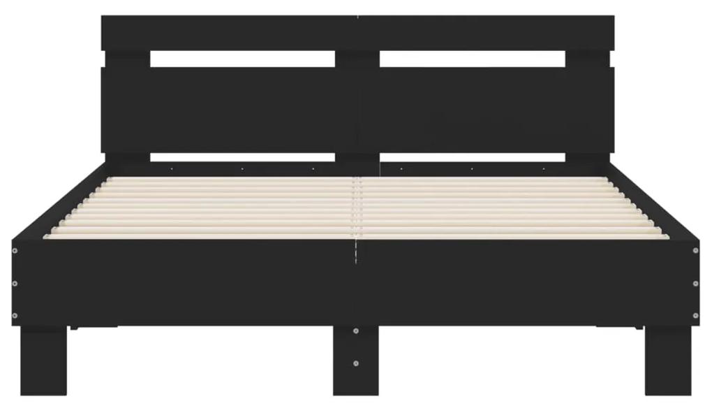Giroletto con testiera nero 120x200 cm in legno multistrato