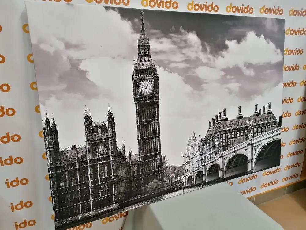 Stampa su tela – Big Ben a Londra in bianco e nero