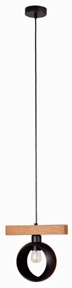 Duolla - Lampadario a sospensione su cavo IRONLINE 1xE27/15W/230V pino/rovere/nero