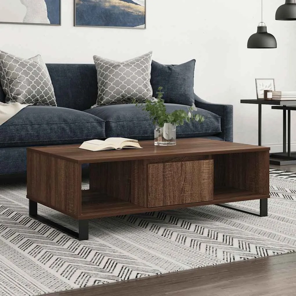 Tavolino Salotto Rovere Marrone 104x60x35 Cm Legno Multistrato /