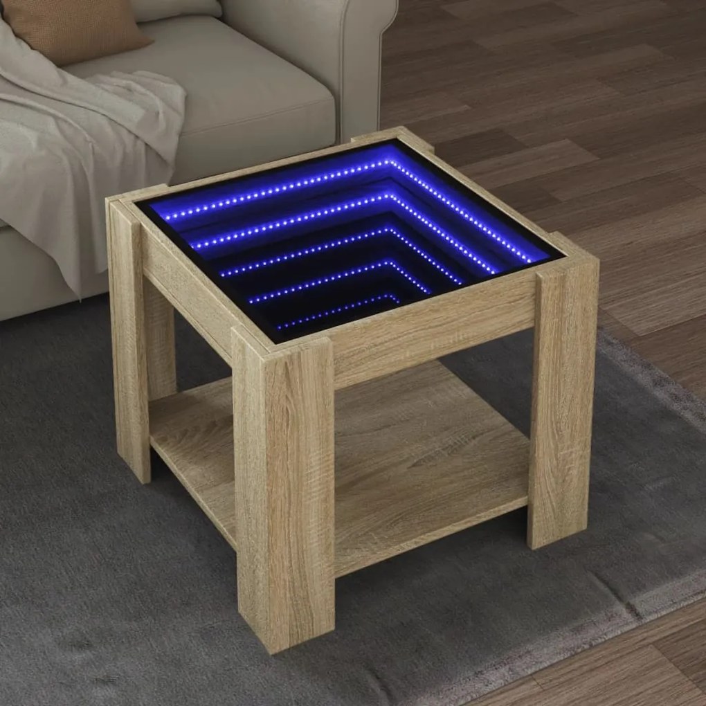 Tavolino Salotto Con Led Rovere Sonoma 53x53x45 Cm Multistrato /