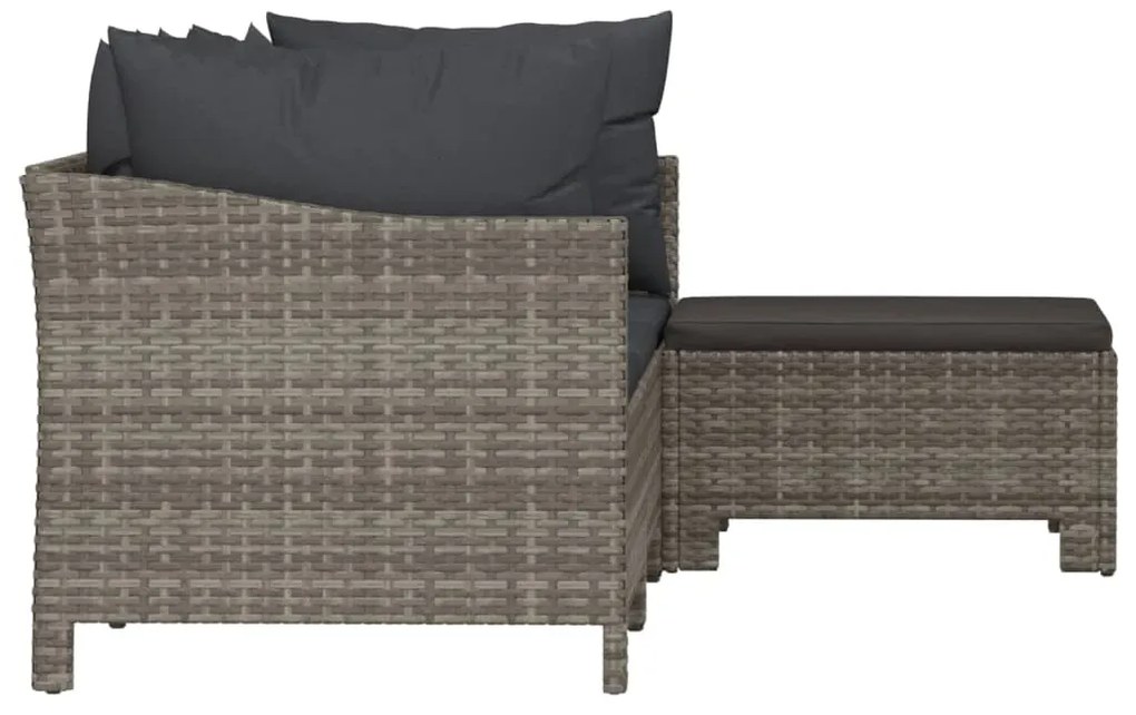 Set Divani da Giardino 4 pz con Cuscini in Polyrattan Grigio