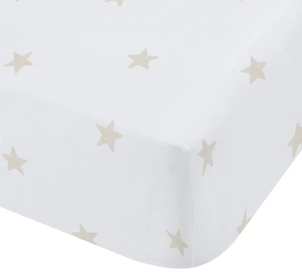 Lenzuolo con angoli per bambini bianco e beige in cotone per culla 70x140 cm Mini Star & Stripes – Bianca