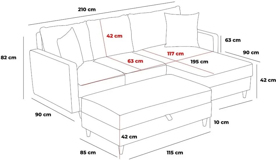 Divano angolare beige (angolo destro) Eva - Balcab Home