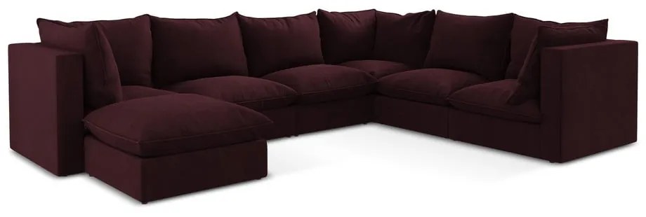 Divano angolare burgundy (con penisola a destra/a U) Manao – Makamii