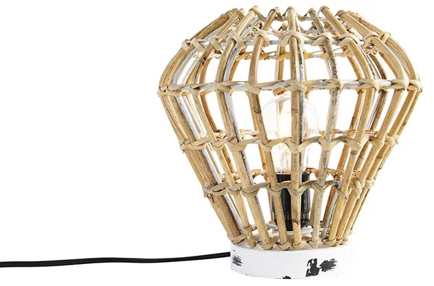Lampada da tavolo rustica in bambù con bianco - Canna Diamond
