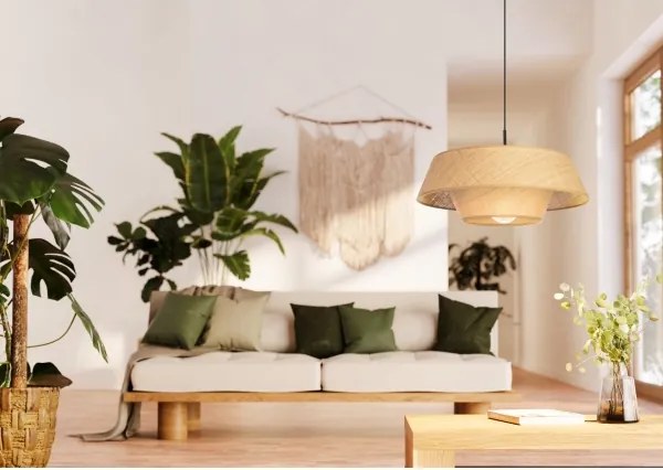 Eglo 44096 - Sospensione su cavo MARFORD 1xE27/60W/230V in rafia