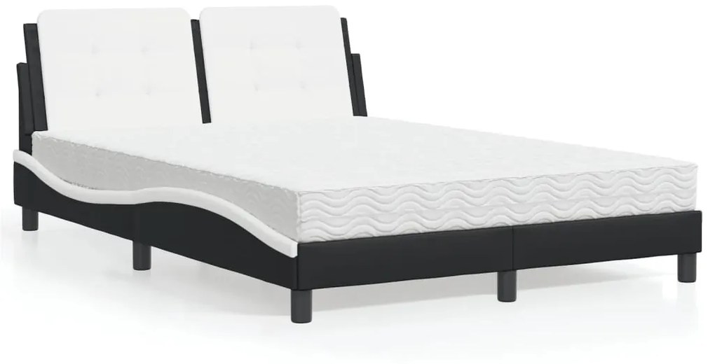 Letto Con Materasso Nero E Bianco 120x200 Cm İn Similpelle /